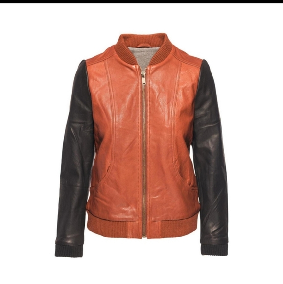 Chaser Blocked 100% Leather Bomber Jacket - Picture 10 of 10